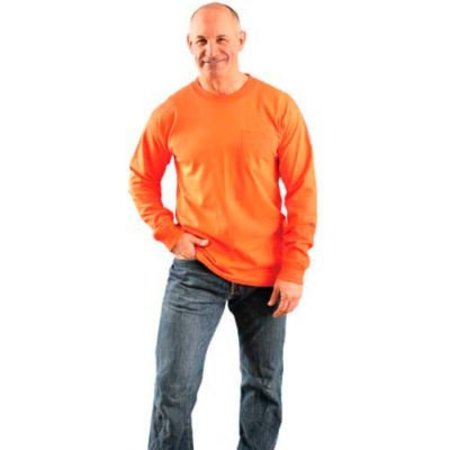 OCCUNOMIX OccuNomix Classic Cotton Hi-Vis Long Sleeve T-Shirt W/ Pocket Orange, M, LUX-300LP-07M LUX-300LP-07M